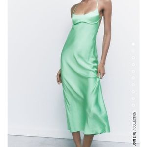Tags On- Zara Mint Satin Dress